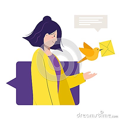 Online talking, chatting. Concept of sending and receiving messages, social network Vector Illustration
